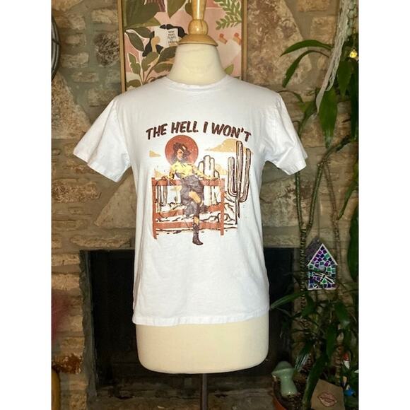 Vintage-inspired Western Graphic Tee - The Hell I Won't - Size Medium - Picture 4 of 7